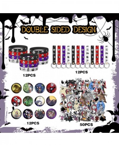 86pcs Nightmare Party Favors Birthday Party Supplies Set Include 50pcs Stickers 12pcs Key Chains 12pcs Buttons and 12pcs Brac...