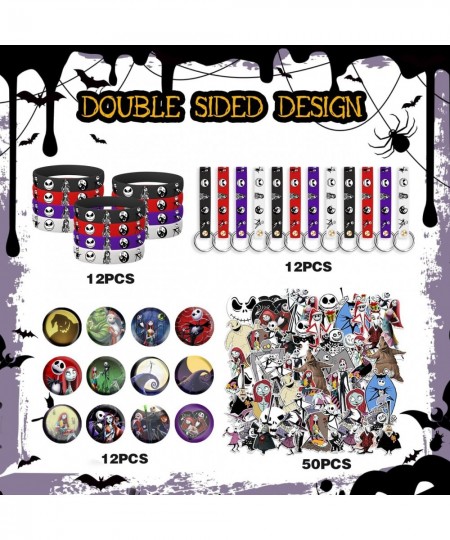 86pcs Nightmare Party Favors Birthday Party Supplies Set Include 50pcs Stickers 12pcs Key Chains 12pcs Buttons and 12pcs Brac...