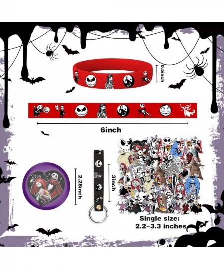 86pcs Nightmare Party Favors Birthday Party Supplies Set Include 50pcs Stickers 12pcs Key Chains 12pcs Buttons and 12pcs Brac...