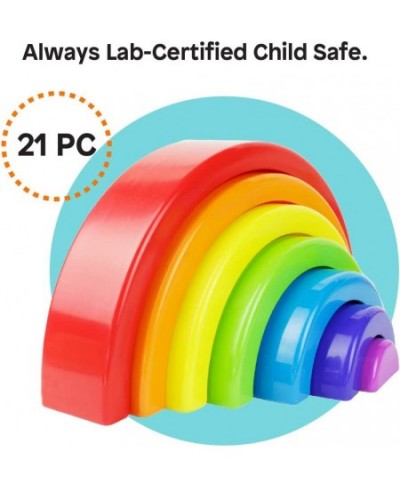 Plastic Rainbow Stacking Block Toy Set - Baby Animal Building Shape Sorter Blocks - Great Educational Learning Toy for Kids C...