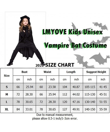 Kids Unisex Vampire Bat Costume Halloween Party Animal Cosplay Outfits for Boys&Girls $33.38 - Kids' Costumes