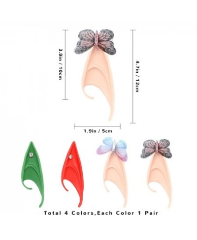 4 Pairs Halloween Fairy Ears Latex Pixie Elf Ears Soft Fake Ears Cosplay Costume Dress Up Masquerade Party Vampire Fairy Ears...