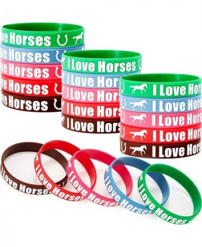 30 Pieces I Love Horses Wristbands Horse Party Favors Rubber Bracelets for Horse Lovers School Company Group Team Student Col...