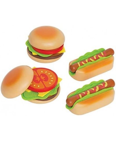 Hamburger and Hot Dogs Wooden Play Kitchen Food Set with Accessories $48.81 - Toy Kitchen Products