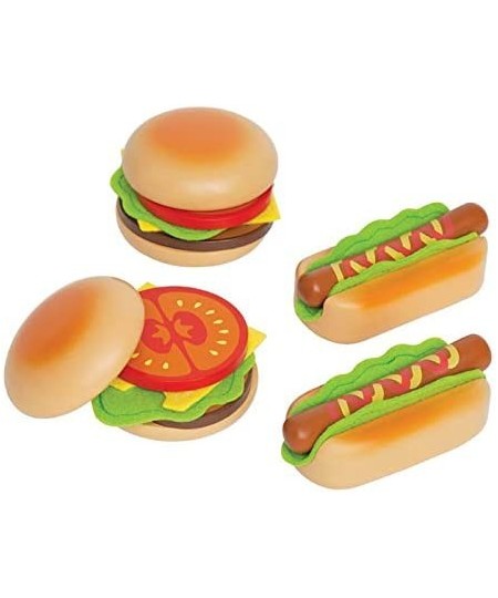 Hamburger and Hot Dogs Wooden Play Kitchen Food Set with Accessories $48.81 - Toy Kitchen Products