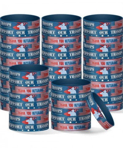 80 Pcs Veterans Wristband Bracelets Rubber American Flag Bracelets Bulk Support Our Troop Military Silicone Wristband for Men...