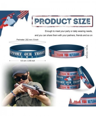 80 Pcs Veterans Wristband Bracelets Rubber American Flag Bracelets Bulk Support Our Troop Military Silicone Wristband for Men...