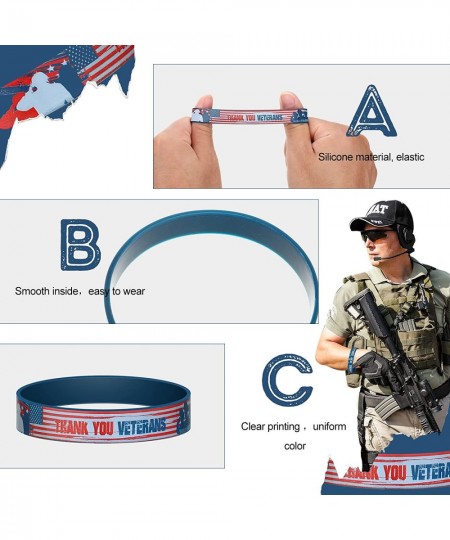 80 Pcs Veterans Wristband Bracelets Rubber American Flag Bracelets Bulk Support Our Troop Military Silicone Wristband for Men...