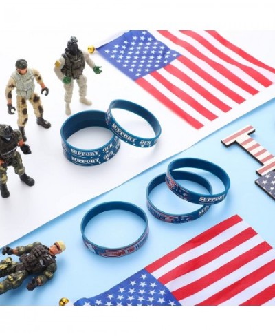 80 Pcs Veterans Wristband Bracelets Rubber American Flag Bracelets Bulk Support Our Troop Military Silicone Wristband for Men...