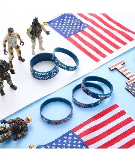 80 Pcs Veterans Wristband Bracelets Rubber American Flag Bracelets Bulk Support Our Troop Military Silicone Wristband for Men...