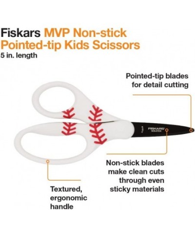 134302-1003 Back to School Supplies Kids Scissors Sport MVP Non-Stick Pointed-tip Baseball/Softball $13.66 - Kids' Drawing & ...