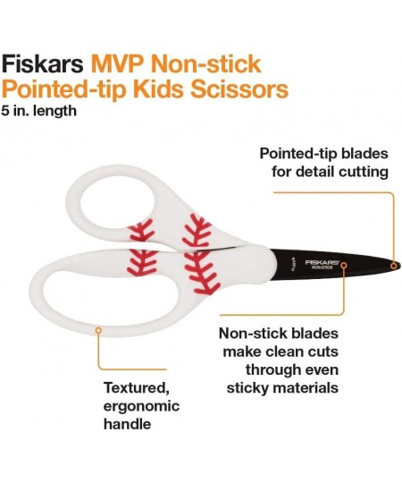 134302-1003 Back to School Supplies Kids Scissors Sport MVP Non-Stick Pointed-tip Baseball/Softball $13.66 - Kids' Drawing & ...