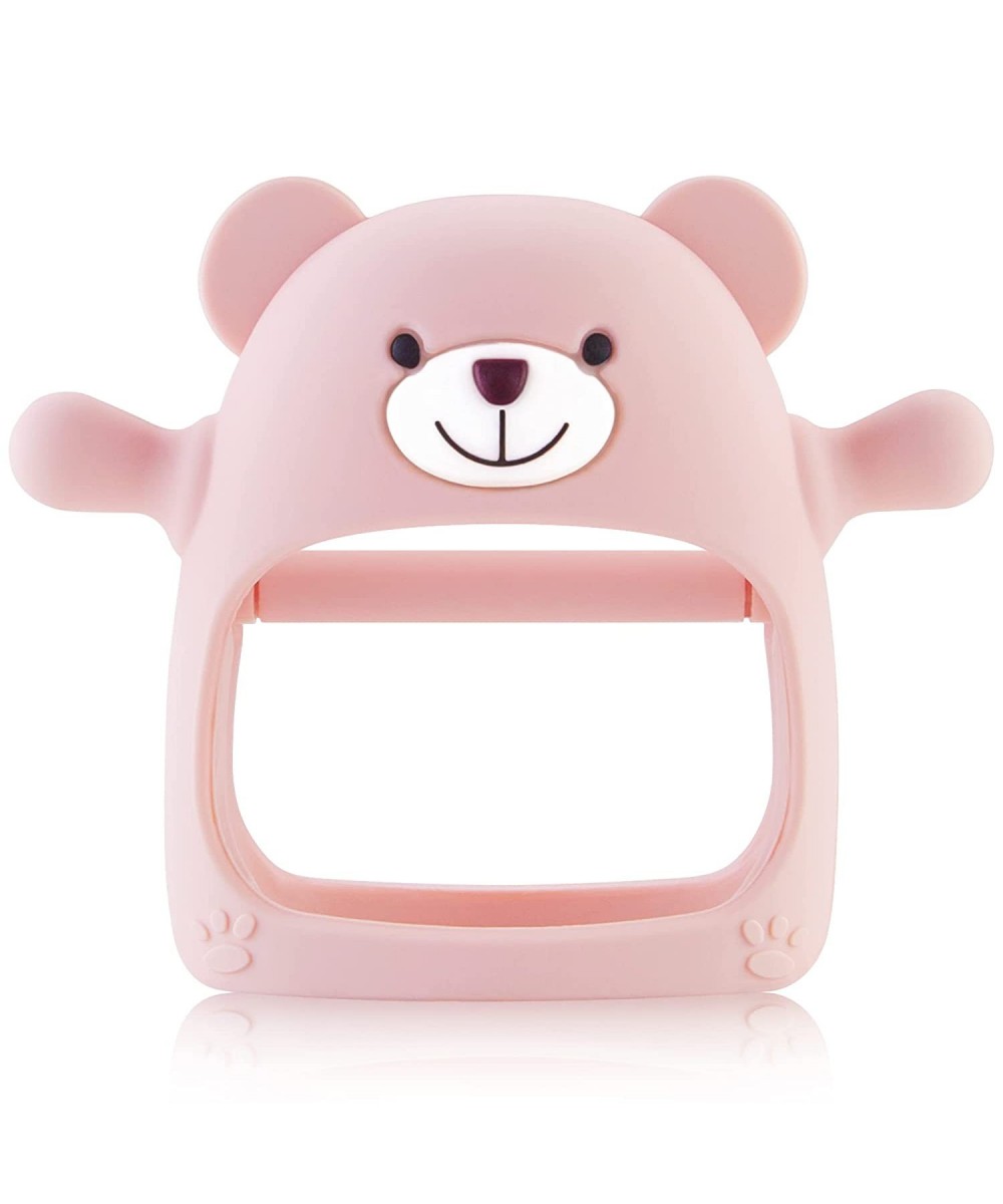 Never Drop Teething Toys for Babies 0-6 Months Silicone Baby Teether Hand Pacifier Infant Chew Toys for Girls Pink Bear $16.9...