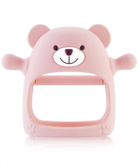 Never Drop Teething Toys for Babies 0-6 Months Silicone Baby Teether Hand Pacifier Infant Chew Toys for Girls Pink Bear $16.9...