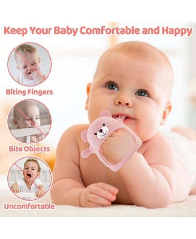 Never Drop Teething Toys for Babies 0-6 Months Silicone Baby Teether Hand Pacifier Infant Chew Toys for Girls Pink Bear $16.9...