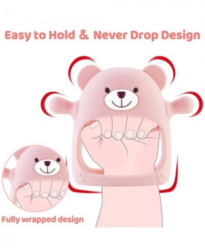 Never Drop Teething Toys for Babies 0-6 Months Silicone Baby Teether Hand Pacifier Infant Chew Toys for Girls Pink Bear $16.9...