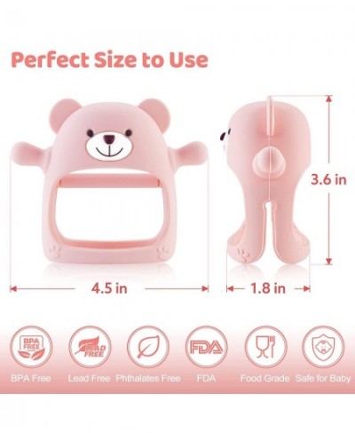 Never Drop Teething Toys for Babies 0-6 Months Silicone Baby Teether Hand Pacifier Infant Chew Toys for Girls Pink Bear $16.9...