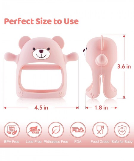 Never Drop Teething Toys for Babies 0-6 Months Silicone Baby Teether Hand Pacifier Infant Chew Toys for Girls Pink Bear $16.9...