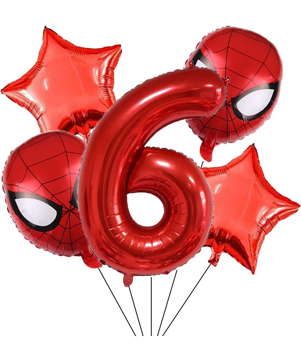 Superhero Spiderman 6th Birthday Decorations Red Number 6 Balloons 32 Inch | The Spiderman Birthday Balloons for Kids Birthda...