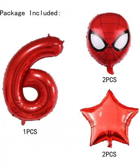 Superhero Spiderman 6th Birthday Decorations Red Number 6 Balloons 32 Inch | The Spiderman Birthday Balloons for Kids Birthda...