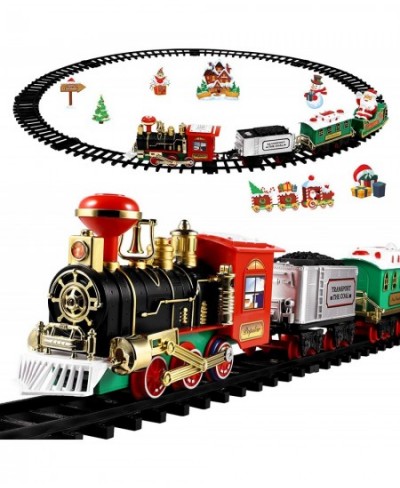 Christmas Train Set Sound& Light Electric Train Set for Around Tree with Locomotive Railway Tracks Xmas Tree Santa Figurine B...