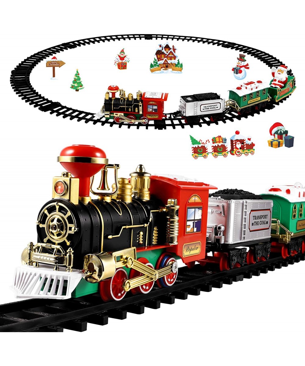 Christmas Train Set Sound& Light Electric Train Set for Around Tree with Locomotive Railway Tracks Xmas Tree Santa Figurine B...