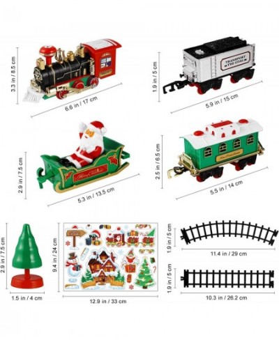 Christmas Train Set Sound& Light Electric Train Set for Around Tree with Locomotive Railway Tracks Xmas Tree Santa Figurine B...