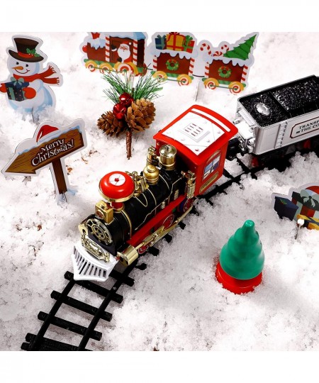 Christmas Train Set Sound& Light Electric Train Set for Around Tree with Locomotive Railway Tracks Xmas Tree Santa Figurine B...