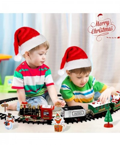 Christmas Train Set Sound& Light Electric Train Set for Around Tree with Locomotive Railway Tracks Xmas Tree Santa Figurine B...