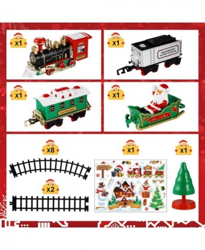 Christmas Train Set Sound& Light Electric Train Set for Around Tree with Locomotive Railway Tracks Xmas Tree Santa Figurine B...