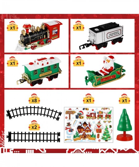 Christmas Train Set Sound& Light Electric Train Set for Around Tree with Locomotive Railway Tracks Xmas Tree Santa Figurine B...