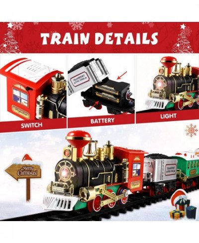 Christmas Train Set Sound& Light Electric Train Set for Around Tree with Locomotive Railway Tracks Xmas Tree Santa Figurine B...