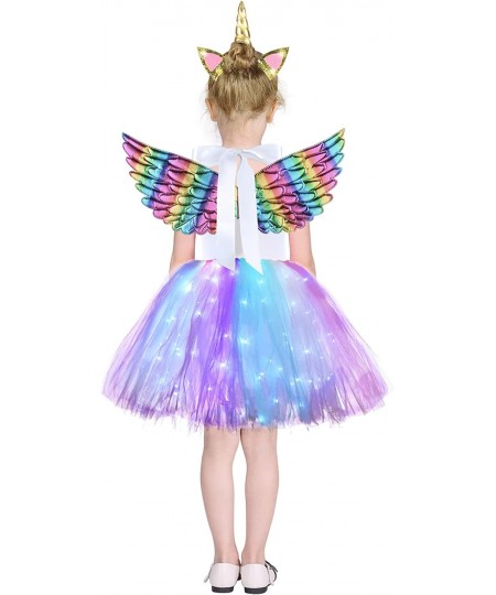 Sequin Unicorn Lighted Princess Dress Tutu Costumes for Girls with Headband Halloween Christmas Birthday Party Outfits $27.08...