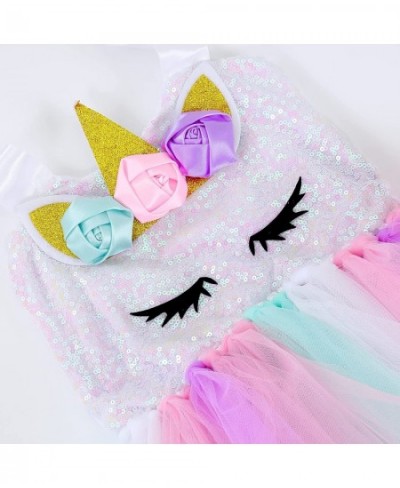 Sequin Unicorn Lighted Princess Dress Tutu Costumes for Girls with Headband Halloween Christmas Birthday Party Outfits $27.08...