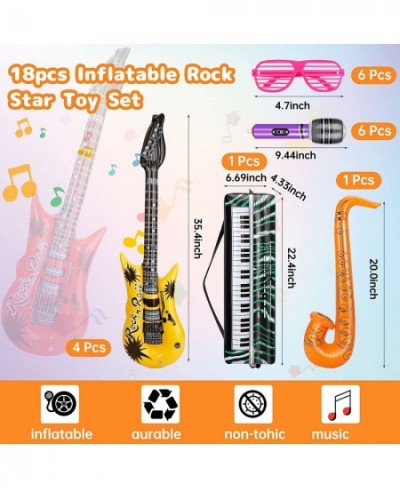 Inflatable Rock Star Toy Set 18 Pack Inflatable Music Instruments Party Props-4 Inflatable Guitar 6 Microphones 1 Piano 1 Sax...