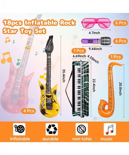 Inflatable Rock Star Toy Set 18 Pack Inflatable Music Instruments Party Props-4 Inflatable Guitar 6 Microphones 1 Piano 1 Sax...