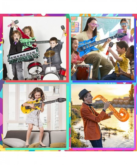 Inflatable Rock Star Toy Set 18 Pack Inflatable Music Instruments Party Props-4 Inflatable Guitar 6 Microphones 1 Piano 1 Sax...