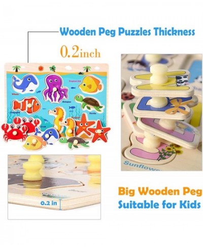 Wooden Peg Puzzles for Toddlers 2 3 4 Years Old Kids Educational Preeschool Peg Puzzles Toy 3 Pcs Toddler Puzzles Set - Traff...