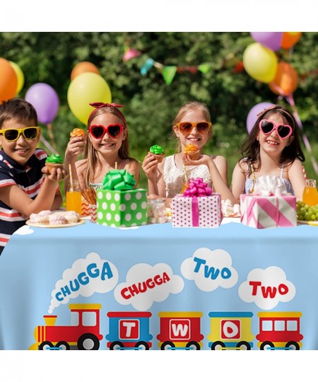 Chugga Chugga Two Two Tablecloth Happy Birthday Train Theme Suitable for Children of Any Age Indoor Outdoor Party Supplies Pi...