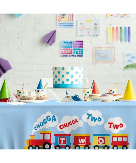 Chugga Chugga Two Two Tablecloth Happy Birthday Train Theme Suitable for Children of Any Age Indoor Outdoor Party Supplies Pi...