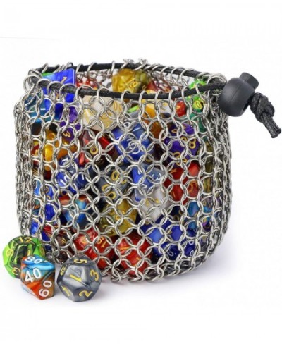 Chainmail D&D Dice Bag - Large Capacity Stainless Steel Drawstring Dice Bag for Dungeons and Dragons Dice Set (Hold 100 DND D...