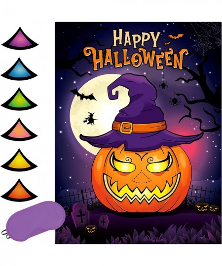 Pin the Nose on the Pumpkin - Halloween Party Games for Kids 28'' x 21'' Pumpkin Game Poster with 24 PCS Nose Stickers Blindf...