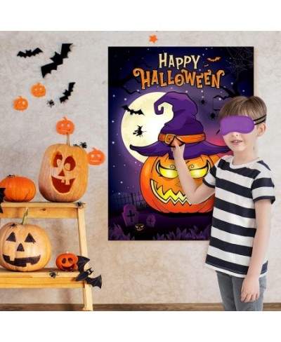 Pin the Nose on the Pumpkin - Halloween Party Games for Kids 28'' x 21'' Pumpkin Game Poster with 24 PCS Nose Stickers Blindf...