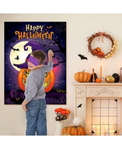 Pin the Nose on the Pumpkin - Halloween Party Games for Kids 28'' x 21'' Pumpkin Game Poster with 24 PCS Nose Stickers Blindf...