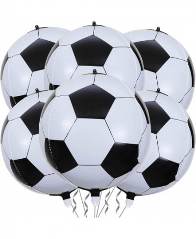 6 Pack Giant 22 Inch Soccer Foil Balloons 4D Sephere Mylar Football Balloons Helium Metallic Balloons for Birthday Party Spor...