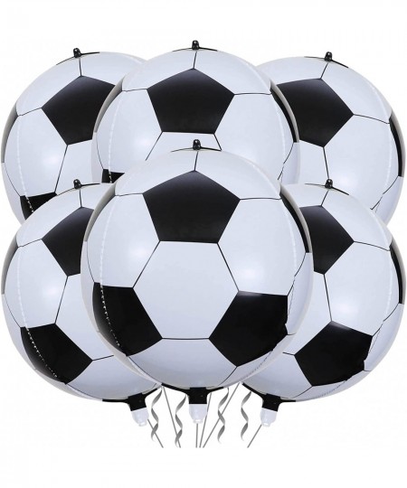 6 Pack Giant 22 Inch Soccer Foil Balloons 4D Sephere Mylar Football Balloons Helium Metallic Balloons for Birthday Party Spor...