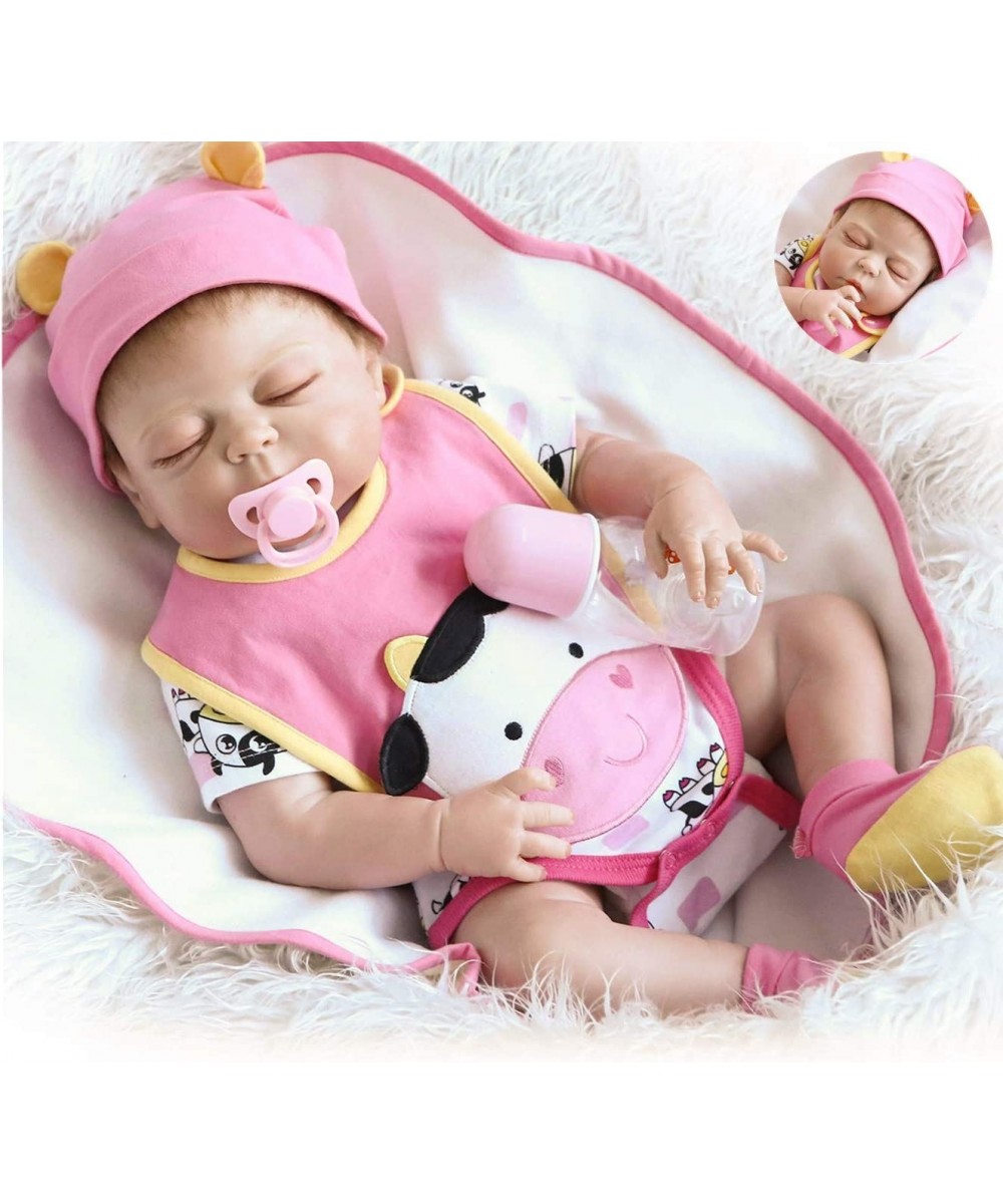 19'' Reborn Baby Girl Doll Silicone Full Body Vinyl Asleep Reborn Doll Anatomically Correct $83.43 - Dolls