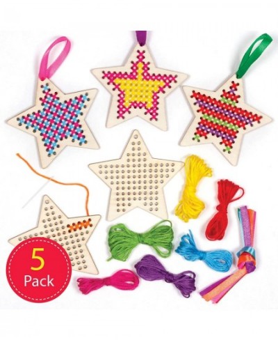 AT226 Star Wooden Cross Stitch Ornament Kits - Pack Of 5 Christmas Arts And Crafts for Kids assorted $17.64 - Kids' Drawing &...