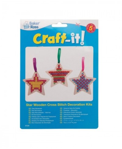 AT226 Star Wooden Cross Stitch Ornament Kits - Pack Of 5 Christmas Arts And Crafts for Kids assorted $17.64 - Kids' Drawing &...