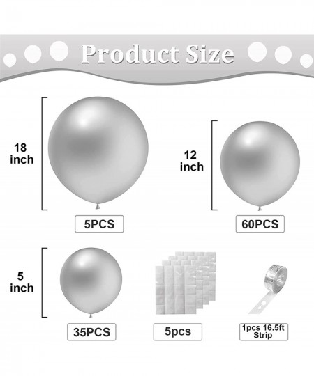 Metallic Chrome Silver Balloons 100 PCS 18 12 5inch Helium Shiny Balloons Silver Latex Party Balloons Garland Arch Kit for Bo...